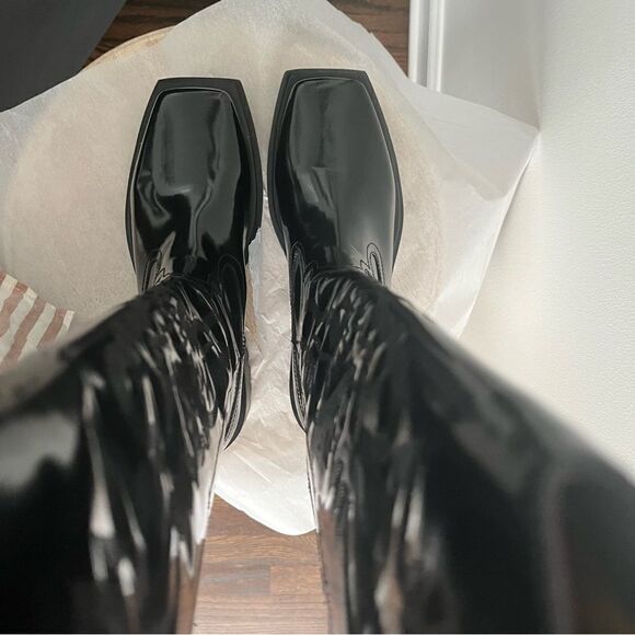 Jeffrey Campbell Night Ride Western Lug Sole Black Knee High Boots Size 9 NWOB - Picture 5 of 13